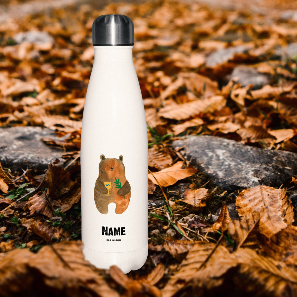 Personalisierte Thermosflasche Konfirmation-Bär Personalisierte Isolierflasche, Personalisierte Thermoflasche, Personalisierte Trinkflasche, Trinkflasche Mit Namen, Wunschname, Bedrucken, Namensflasche, Bär, Teddy, Teddybär, Konfirmation, Kirche, evangelisch, Gottesdienst