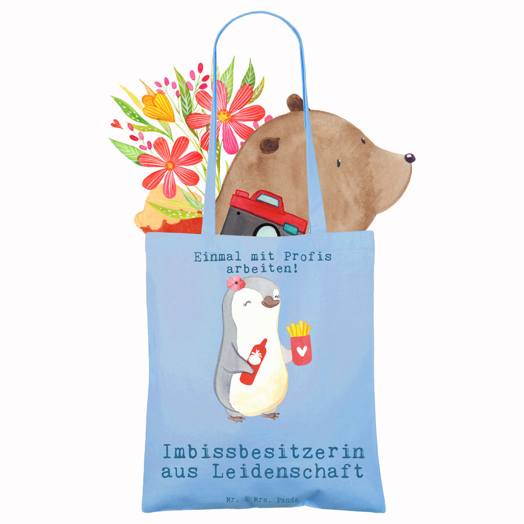 Tragetasche Imbissbesitzerin aus Leidenschaft Beuteltasche, Beutel, Einkaufstasche, Jutebeutel, Stoffbeutel, Tasche, Shopper, Umhängetasche, Strandtasche, Schultertasche, Stofftasche, Tragetasche, Badetasche, Jutetasche, Einkaufstüte, Laptoptasche, Beruf, Ausbildung, Jubiläum, Abschied, Rente, Kollege, Kollegin, Geschenk, Schenken, Arbeitskollege, Mitarbeiter, Firma, Danke, Dankeschön, Imbissbesitzerin, Imibissverkäuferin, Pommesverkäuferin, Pommesliebe