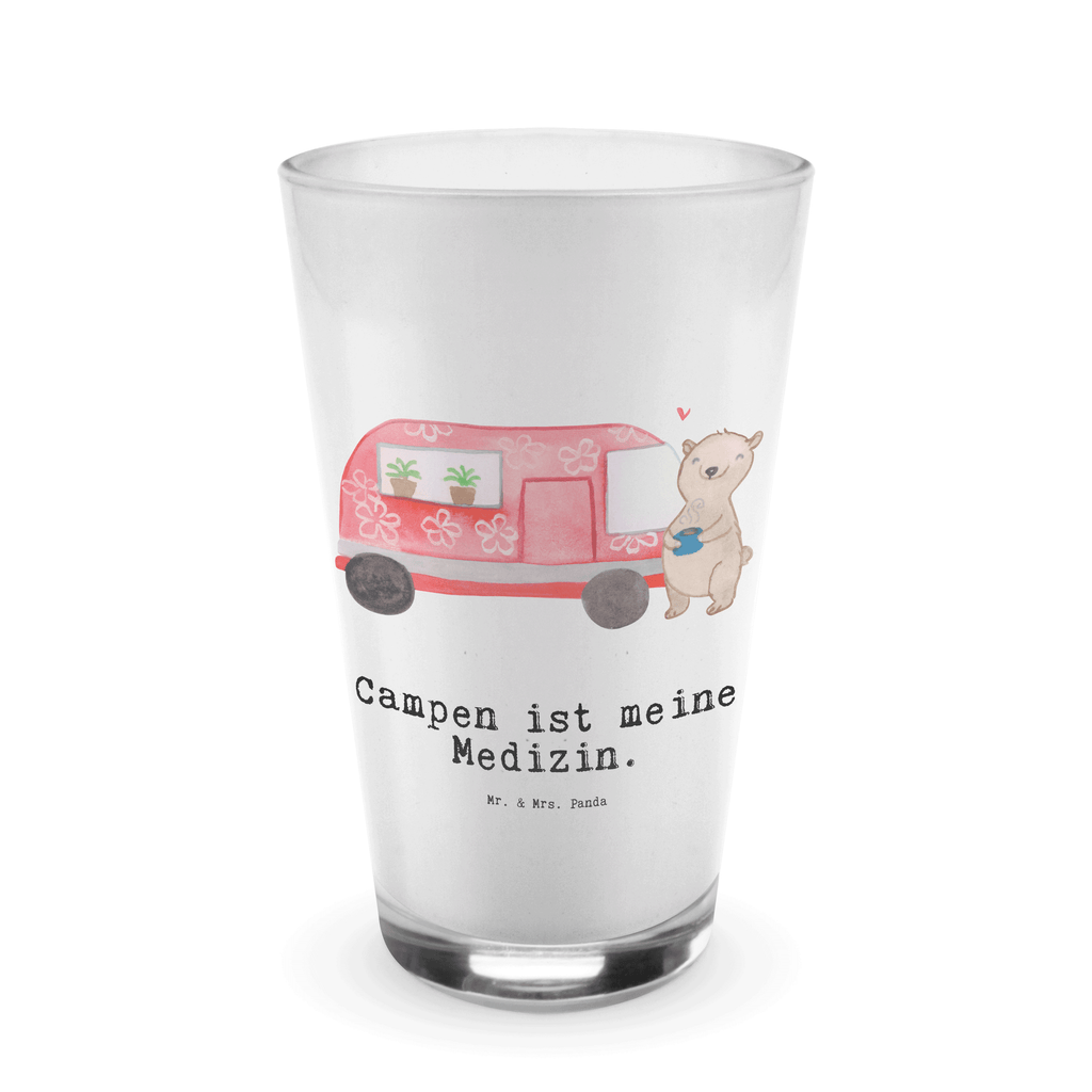 Glas Bär Camper Medizin Cappuccino Glas, Glas, Cappuccino Tasse, Latte Macchiato, Geschenk, Sport, Sportart, Hobby, Schenken, Danke, Dankeschön, Auszeichnung, Gewinn, Sportler, Camper, Campen, Zelten, Campingplatz, Wohnmobil, Roadtrip, Urlaub