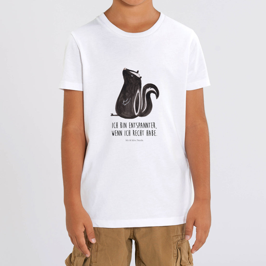 Organic Kinder T-Shirt Stinktier Sitzen Kinder T-Shirt, Kinder T-Shirt Mädchen, Kinder T-Shirt Jungen, Stinktier, Skunk, Wildtier, Raubtier, Stinker, Stinki, Spruch, Büro, Recht, Besserwisser