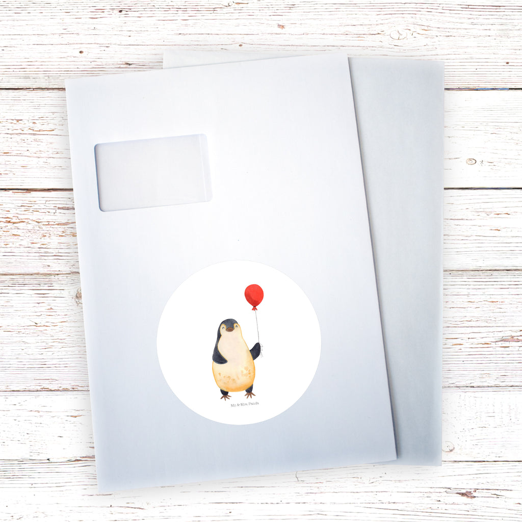 Rund Aufkleber Pinguin Luftballon Sticker, Aufkleber, Etikett, Pinguin, Pinguine, Luftballon, Tagträume, Lebenslust, Geschenk Freundin, Geschenkidee, beste Freundin, Motivation, Neustart, neues Leben, Liebe, Glück