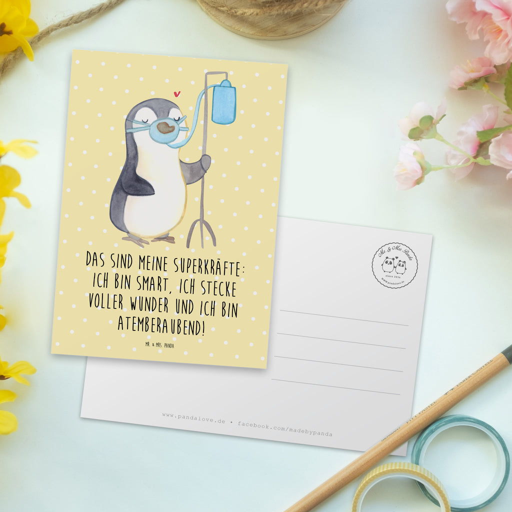 Postkarte Pinguin  Sauerstoff Postkarte, Karte, Geschenkkarte, Grußkarte, Einladung, Ansichtskarte, Geburtstagskarte, Einladungskarte, Dankeskarte, Pinguin, Sauerstoffgerät, Sauerstofftherapie