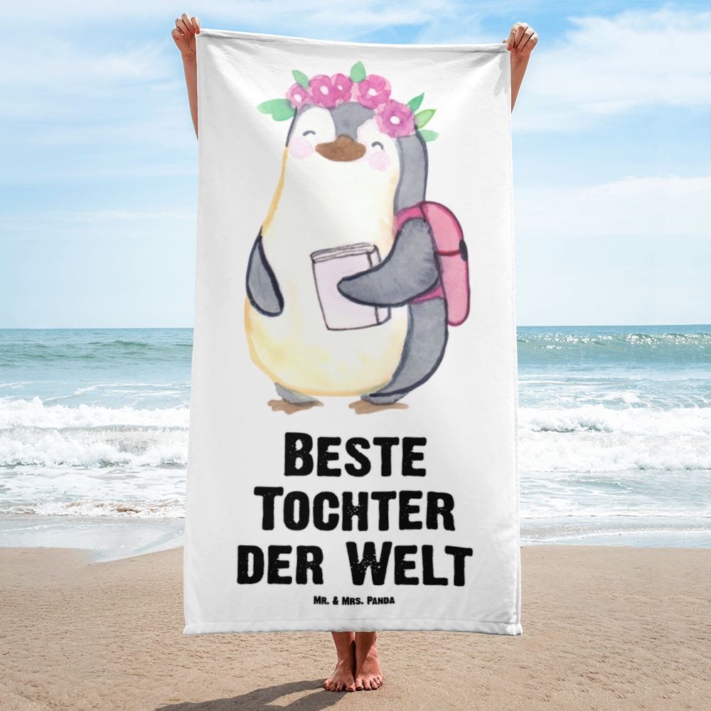 XL Badehandtuch Pinguin Beste Tochter der Welt Handtuch, Badetuch, Duschtuch, Strandtuch, Saunatuch, für, Dankeschön, Geschenk, Schenken, Geburtstag, Geburtstagsgeschenk, Geschenkidee, Danke, Bedanken, Mitbringsel, Freude machen, Geschenktipp, Tochter, Töchter, Töchterchen, Geburt, Kleine, Mutter, Vater, Kind, Kinder, Familie, Belohnung