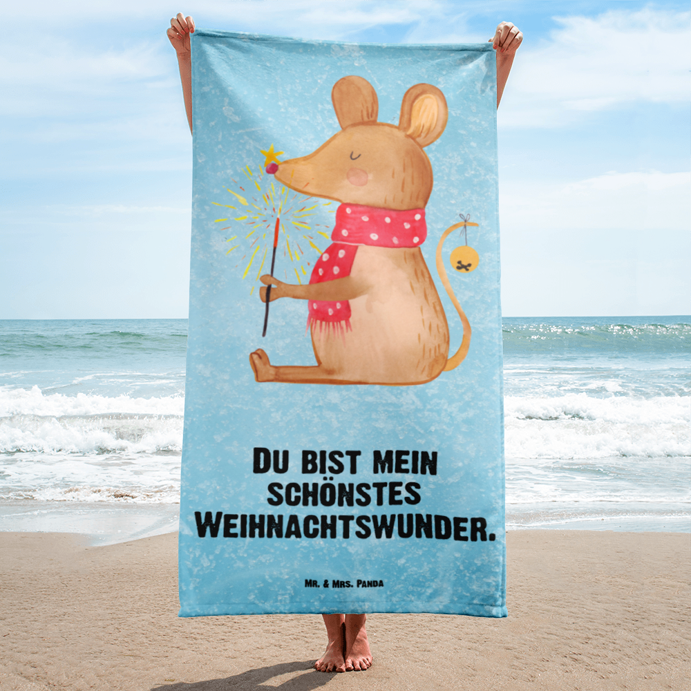 XL Badehandtuch Weihnachtsmaus Handtuch, Badetuch, Duschtuch, Strandtuch, Saunatuch, Winter, Weihnachten, Weihnachtsdeko, Nikolaus, Advent, Heiligabend, Wintermotiv, Frohe Weihnachten, Weihnachtsgruß, Weihnachtsmotiv, Maus, Mäuschen, Weihnachtswunder