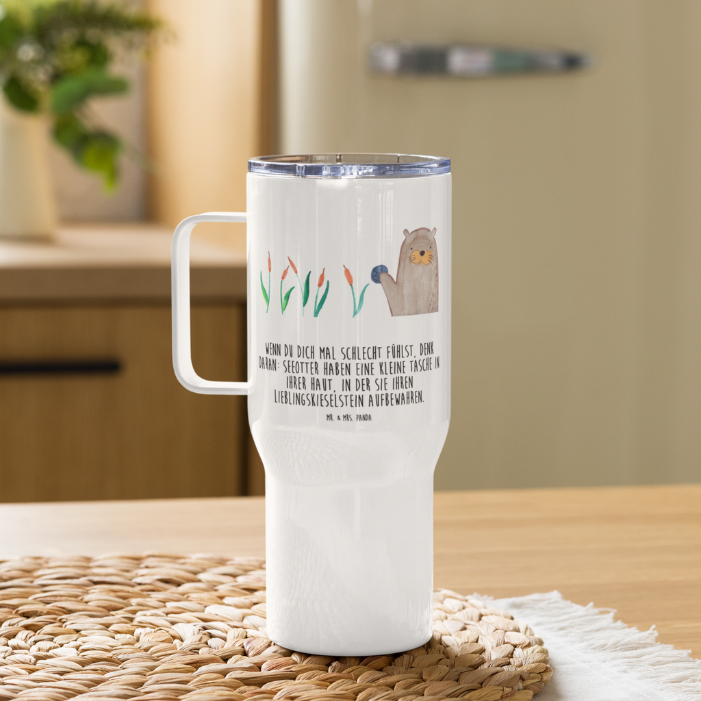 XXL Thermobecher Otter Stein Thermobecher, XL Thermobecher, Reisebecher, XL Reisetasse, Großer Thermobecher, Autobecher, Jumbo Becher, Otter, Fischotter, Seeotter, Otter Seeotter See Otter