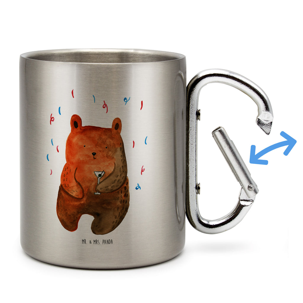 Edelstahlbecher Bär Party Edelstahltasse, Karabiner, Edelstahlbecher, Outdoor, Camping, Tasse, Becher, Bär, Teddy, Teddybär, Geburtstag, Geburtstagsgeschenk, Geschenk, Party, Feiern, Abfeiern, Mitbringsel, Gute Laune, Lustig