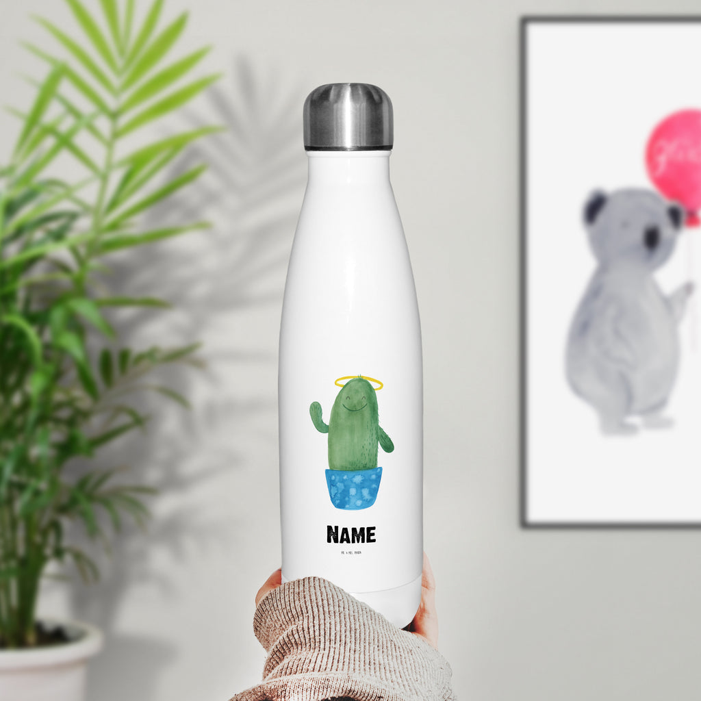 Personalisierte Thermosflasche Kaktus Heilig Personalisierte Isolierflasche, Personalisierte Thermoflasche, Personalisierte Trinkflasche, Trinkflasche Mit Namen, Wunschname, Bedrucken, Namensflasche, Kaktus, Kakteen, frech, lustig, Kind, Eltern, Familie, Bruder, Schwester, Schwestern, Freundin, Heiligenschein