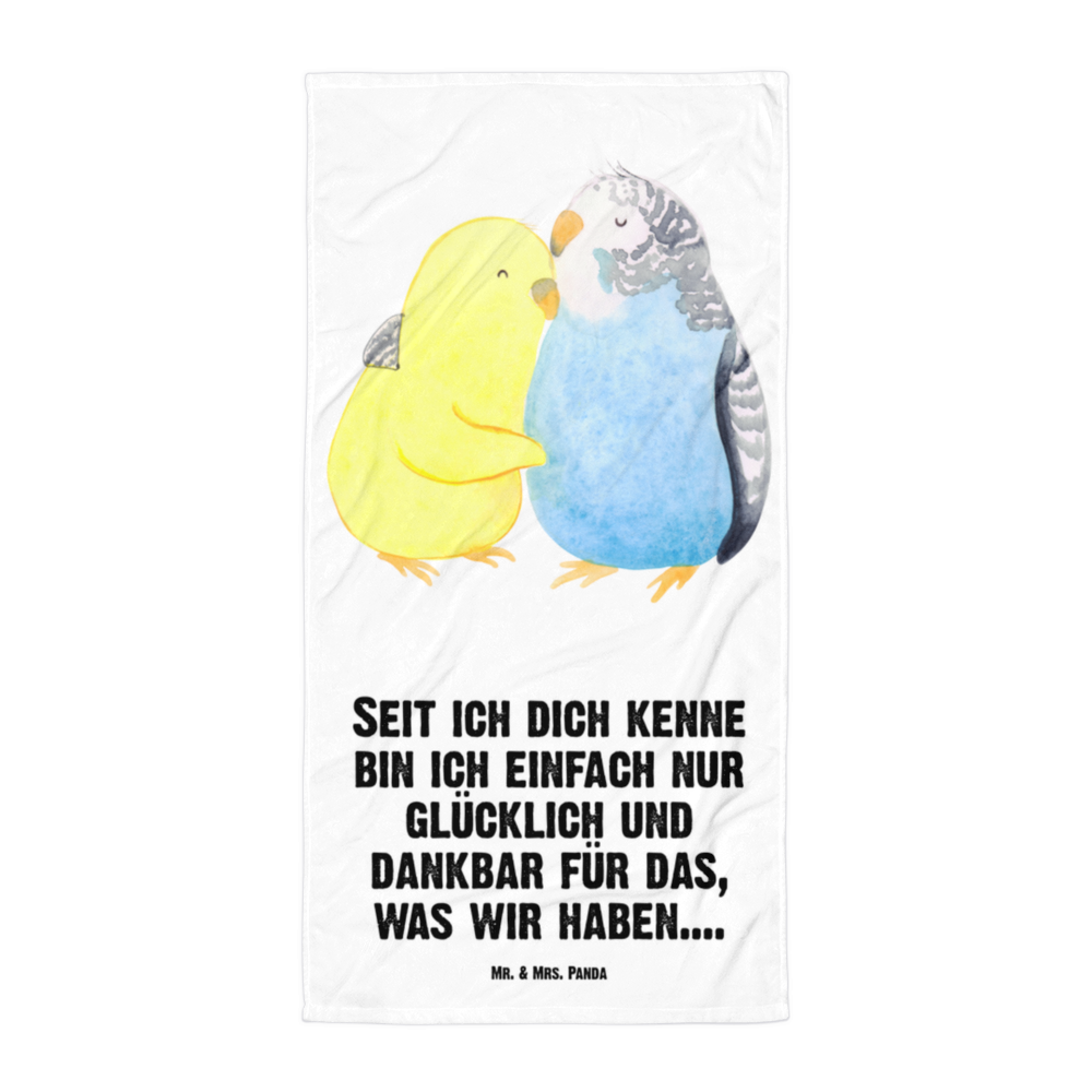 XL Badehandtuch Wellensittich Liebe Handtuch, Badetuch, Duschtuch, Strandtuch, Saunatuch, Liebe, Partner, Freund, Freundin, Ehemann, Ehefrau, Heiraten, Verlobung, Heiratsantrag, Liebesgeschenk, Jahrestag, Hocheitstag, Vögel, Wellensittich, Nähe, Kuscheln, Vertrauen