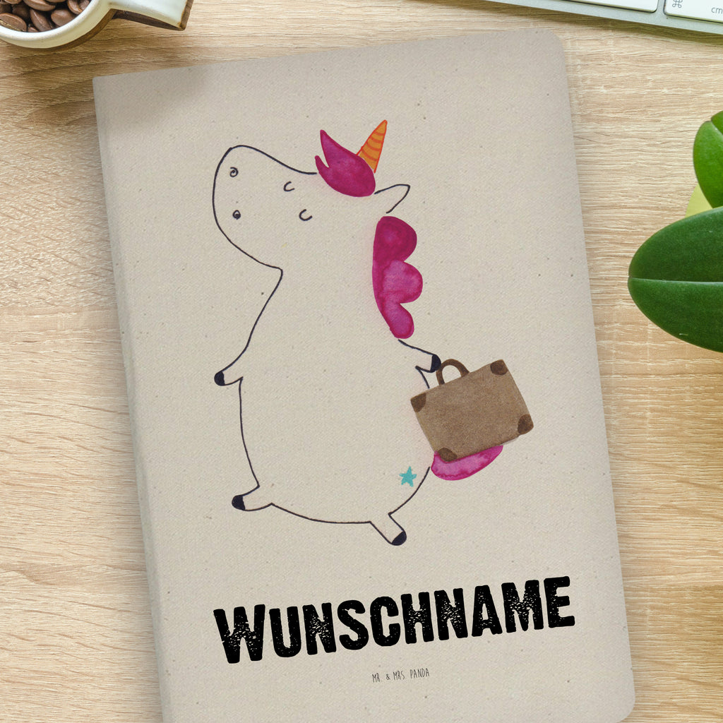 DIN A4 Personalisiertes Notizbuch Einhorn Koffer Personalisiertes Notizbuch, Notizbuch mit Namen, Notizbuch bedrucken, Personalisierung, Namensbuch, Namen, Einhorn, Einhörner, Einhorn Deko, Pegasus, Unicorn, unicorn, Koffer, Verreisen, Reise, Gepäck, Abenteuer, Erwachsen, Kind, albern, Spaß, lustig, witzig