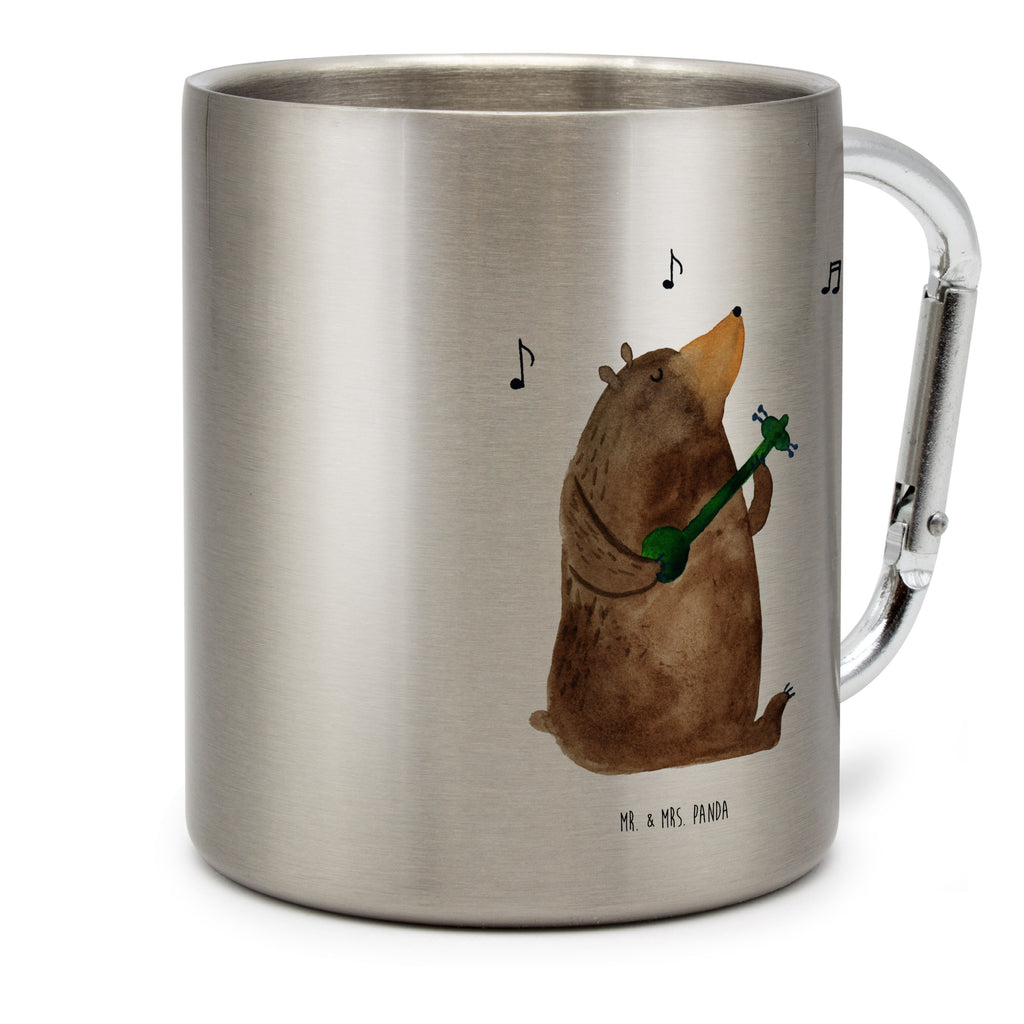 Edelstahlbecher Bär Gitarre Edelstahltasse, Karabiner, Edelstahlbecher, Outdoor, Camping, Tasse, Becher, Bär, Teddy, Teddybär