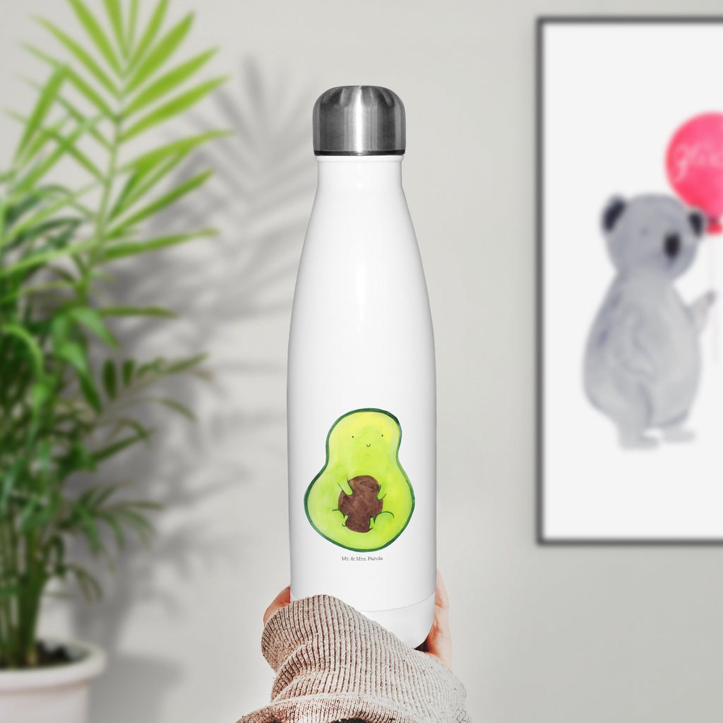 Thermosflasche Avocado mit Kern Isolierflasche, Thermoflasche, Trinkflasche, Thermos, Edelstahl, Avocado, Veggie, Vegan, Gesund, Avokado, Avocadokern, Kern, Pflanze, Spruch Leben