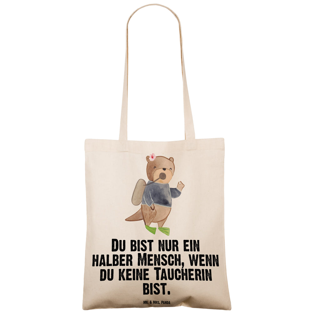 Tragetasche Taucherin mit Herz Beuteltasche, Beutel, Einkaufstasche, Jutebeutel, Stoffbeutel, Tasche, Shopper, Umhängetasche, Strandtasche, Schultertasche, Stofftasche, Tragetasche, Badetasche, Jutetasche, Einkaufstüte, Laptoptasche, Beruf, Ausbildung, Jubiläum, Abschied, Rente, Kollege, Kollegin, Geschenk, Schenken, Arbeitskollege, Mitarbeiter, Firma, Danke, Dankeschön