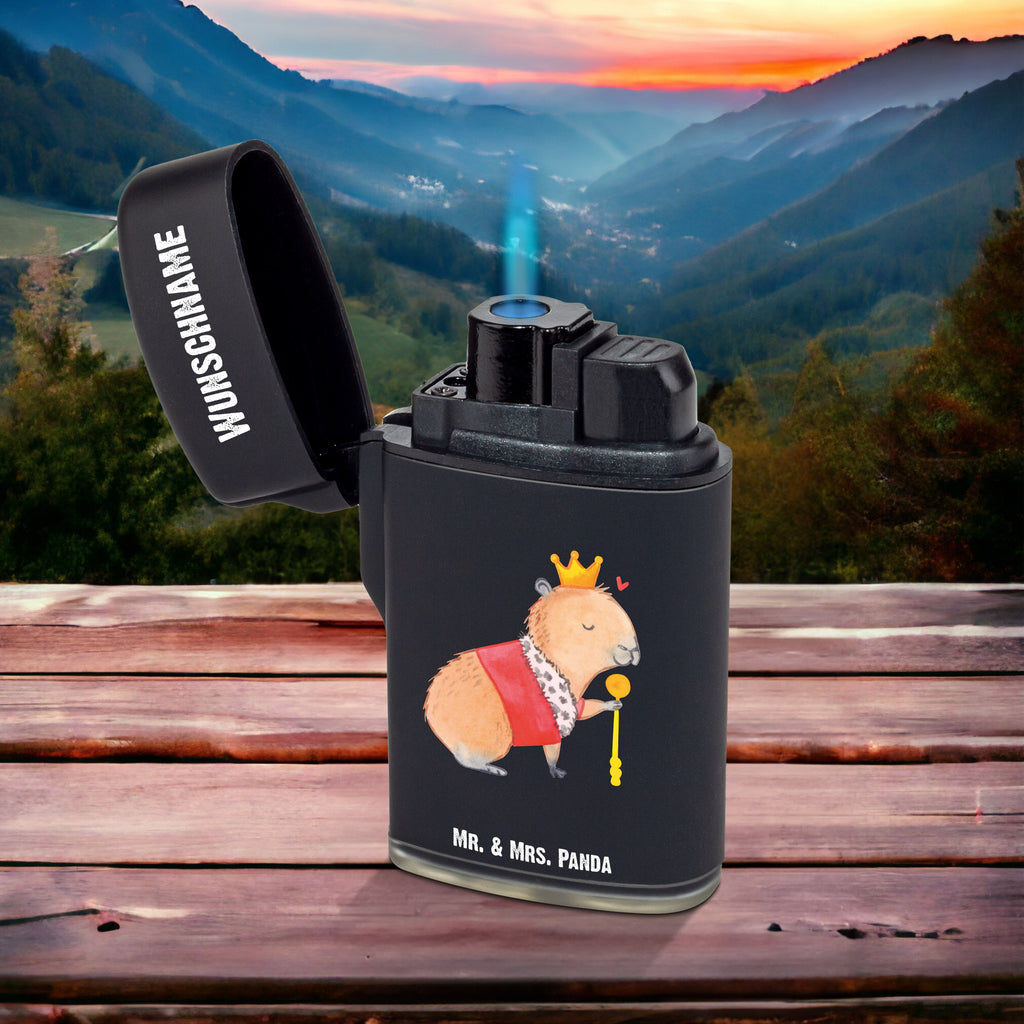 Personalisiertes Feuerzeug Capybara König Personalisiertes Feuerzeug, Personalisiertes Gas-Feuerzeug, Personalisiertes Sturmfeuerzeug, Tiermotive, Gute Laune, lustige Sprüche, Tiere, Capybara, König