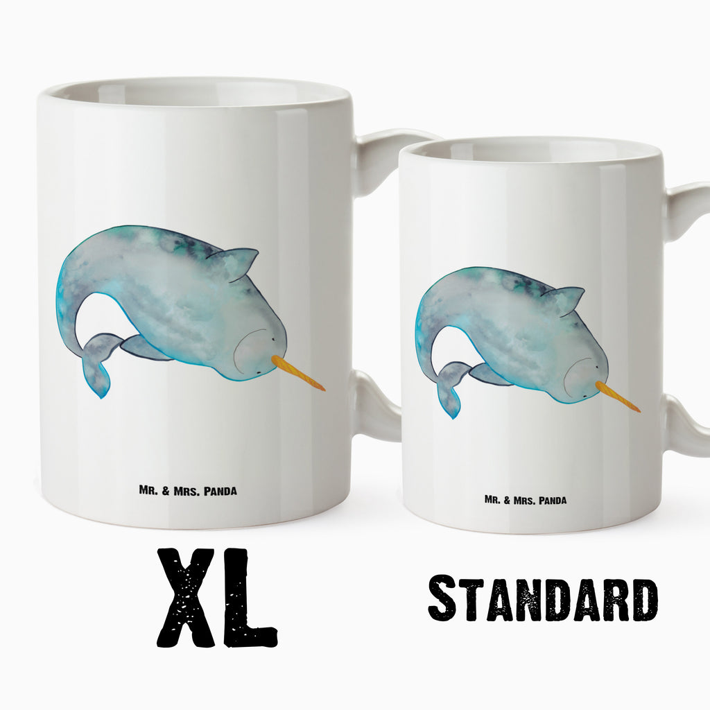 XL Tasse Narwal XL Tasse, Große Tasse, Grosse Kaffeetasse, XL Becher, XL Teetasse, spülmaschinenfest, Jumbo Tasse, Groß, Meerestiere, Meer, Urlaub, Narwal, Wal, Putzen, Hausfrau, Junggesellin, aufräumen, Kinderzimmer