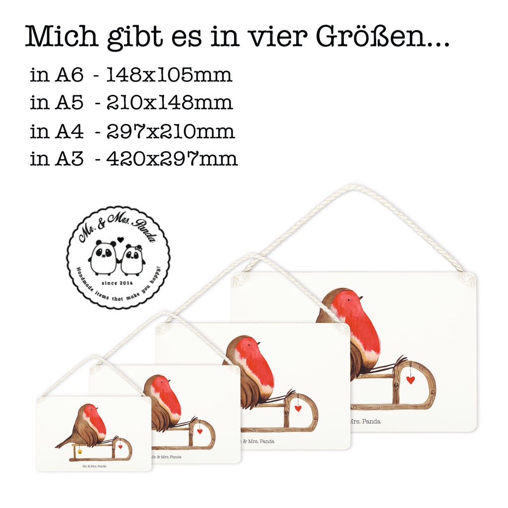 Deko Schild Rotkehlchen Schlitten Dekoschild, Deko Schild, Schild, Tür Schild, Türschild, Holzschild, Wandschild, Wanddeko, Winter, Weihnachten, Weihnachtsdeko, Nikolaus, Advent, Heiligabend, Wintermotiv, Schlitten, Vogel