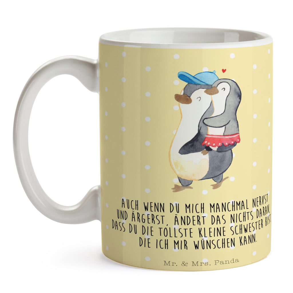 Tasse Pinguin Kleine Schwester Tasse, Kaffeetasse, Teetasse, Becher, Kaffeebecher, Teebecher, Keramiktasse, Porzellantasse, Büro Tasse, Geschenk Tasse, Tasse Sprüche, Tasse Motive, Kaffeetassen, Tasse bedrucken, Designer Tasse, Cappuccino Tassen, Schöne Teetassen, Familie, Vatertag, Muttertag, Bruder, Schwester, Mama, Papa, Oma, Opa