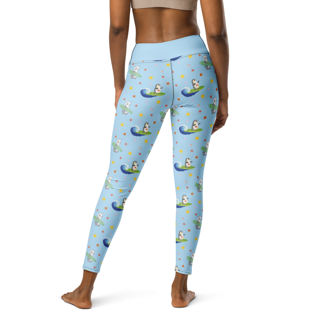 Yogahose Pinguin Surfer Muster Yogapants, Yogaleggings, Yogaleggins, Yogahose Damen, Yogahose, Frauen, Yogahose Mädchen, Yogahose Kinder, Yogahose Herren, Yogahose Männer, Pinguin, Pinguine, surfen, Surfer, Hawaii, Urlaub, Wellen, Wellen reiten, Portugal