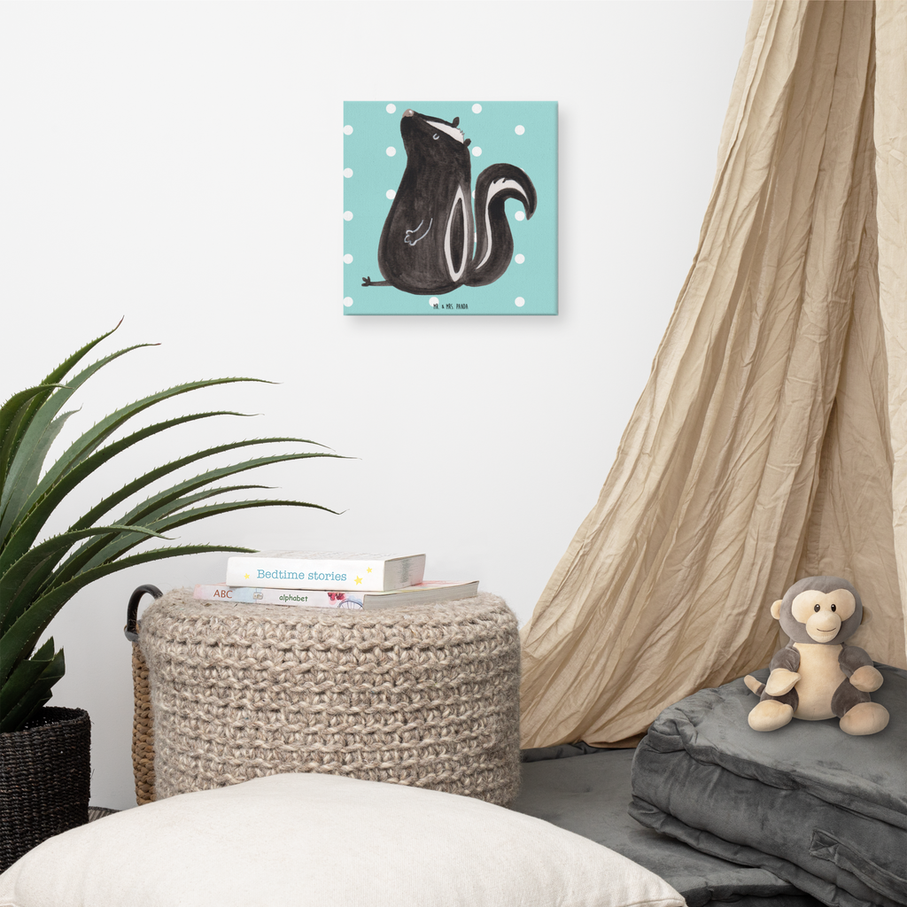 Leinwand Bild Stinktier Sitzen Leinwand, Bild, Kunstdruck, Wanddeko, Dekoration, Stinktier, Skunk, Wildtier, Raubtier, Stinker, Stinki, Spruch, Büro, Recht, Besserwisser