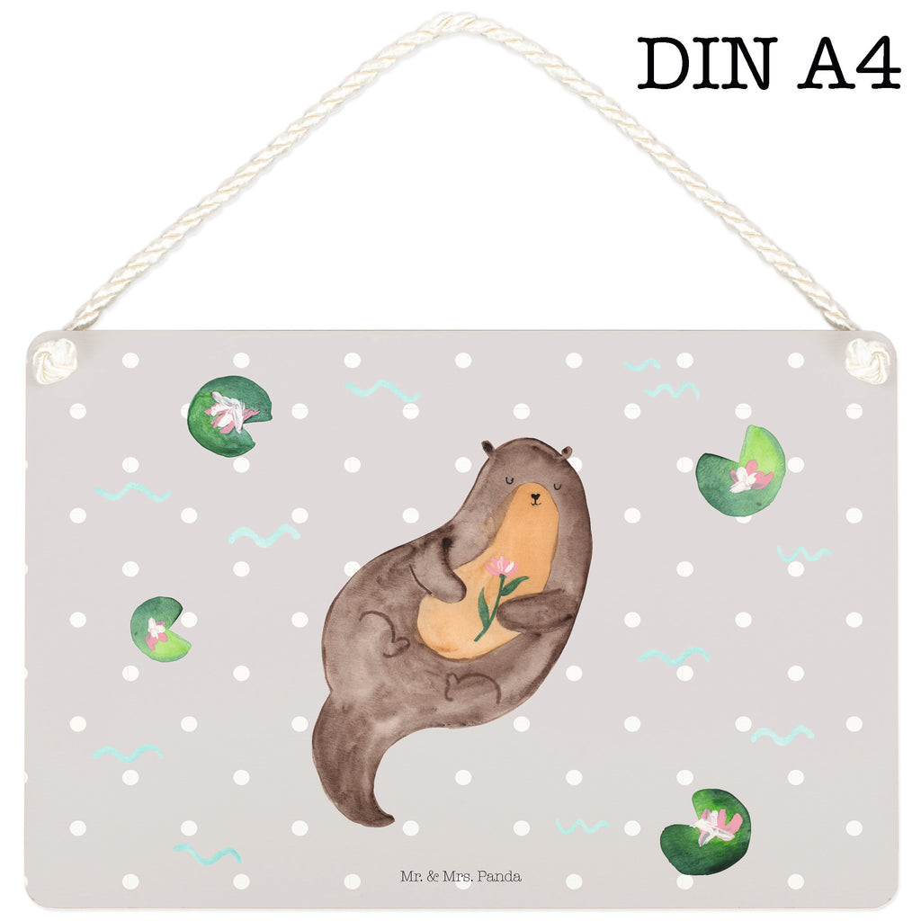 Deko Schild Otter mit Seerose Dekoschild, Deko Schild, Schild, Tür Schild, Türschild, Holzschild, Wandschild, Wanddeko, Otter, Fischotter, Seeotter, Otter Seeotter See Otter