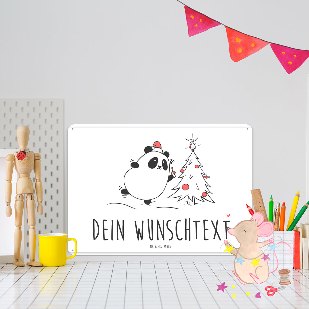 Personalisiertes Blechschild Panda Weihnachtszeit Blechschild, Metallschild, Geschenk Schild, Schild, Magnet-Metall-Schild, Deko Schild, Wandschild, Wand-Dekoration, Türschild