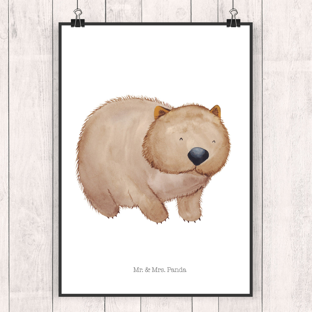 Poster Wombat Poster, Wandposter, Bild, Wanddeko, Küchenposter, Kinderposter, Wanddeko Bild, Raumdekoration, Wanddekoration, Handgemaltes Poster, Mr. & Mrs. Panda Poster, Designposter, Kunstdruck, Posterdruck, Tiermotive, Gute Laune, lustige Sprüche, Tiere, Wombat, Das Leben ist schön, Motivation, Spruch, Australien