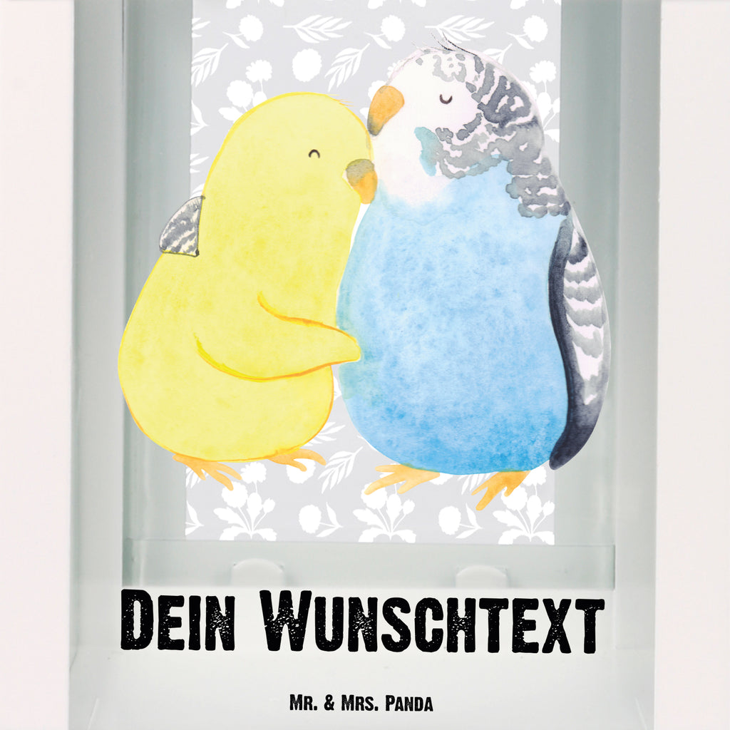 Personalisierte Deko Laterne Wellensittich Liebe Gartenlampe, Gartenleuchte, Gartendekoration, Gartenlicht, Laterne kleine Laternen, XXL Laternen, Laterne groß, Liebe, Partner, Freund, Freundin, Ehemann, Ehefrau, Heiraten, Verlobung, Heiratsantrag, Liebesgeschenk, Jahrestag, Hocheitstag, Vögel, Wellensittich, Nähe, Kuscheln, Vertrauen