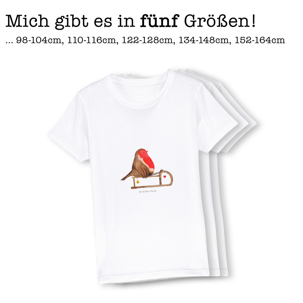 Organic Kinder T-Shirt Rotkehlchen Schlitten Kinder T-Shirt, Kinder T-Shirt Mädchen, Kinder T-Shirt Jungen, Winter, Weihnachten, Weihnachtsdeko, Nikolaus, Advent, Heiligabend, Wintermotiv, Schlitten, Vogel