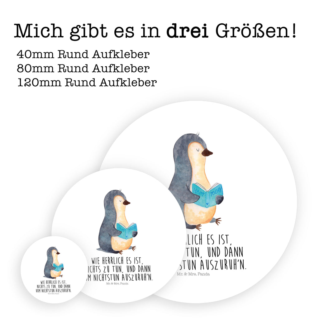 Rund Aufkleber Pinguin Buch Sticker, Aufkleber, Etikett, Pinguin, Pinguine, Buch, Lesen, Bücherwurm, Nichtstun, Faulenzen, Ferien, Urlaub, Freizeit