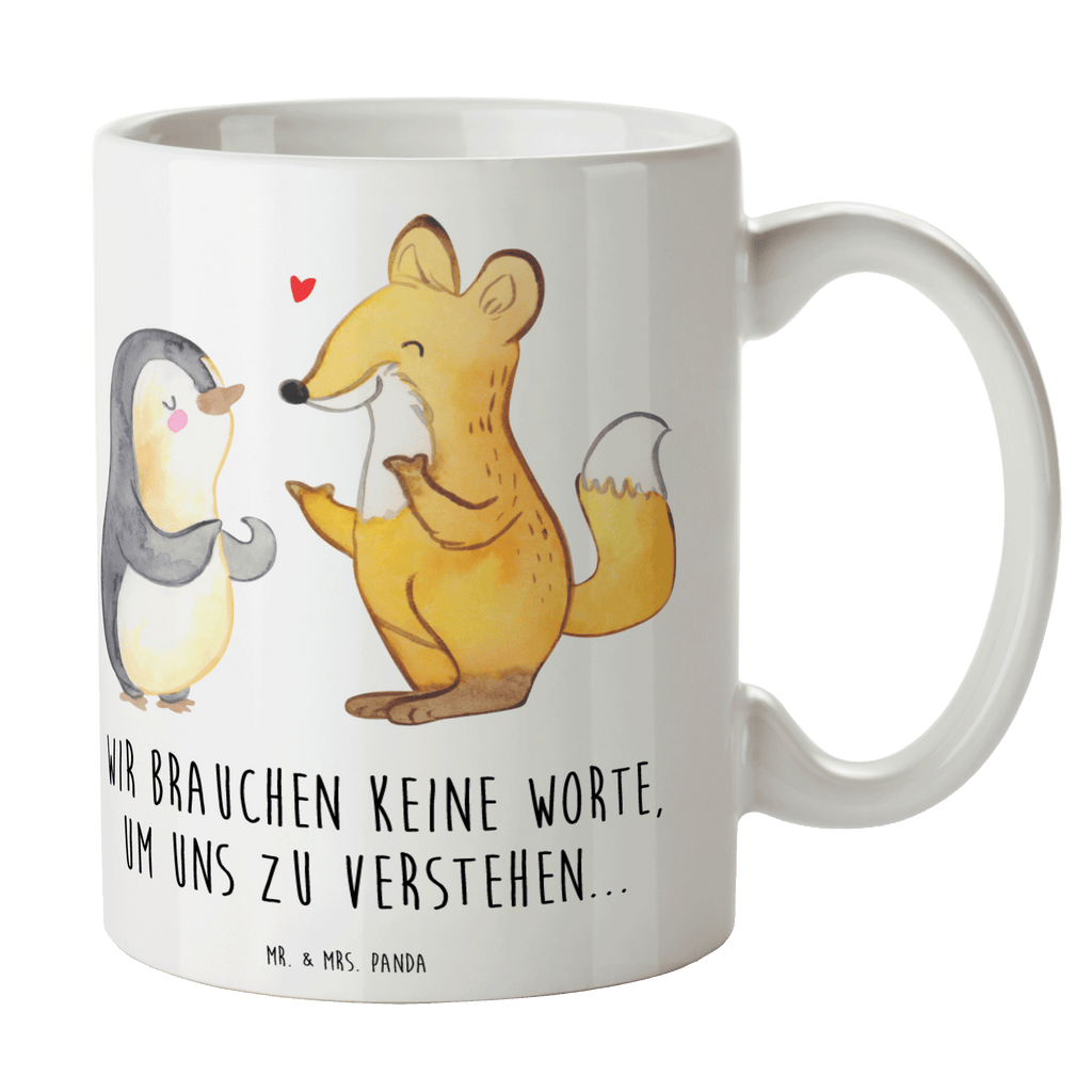 Tasse Fuchs & Pinguin gehörlos Tasse, Kaffeetasse, Teetasse, Becher, Kaffeebecher, Teebecher, Keramiktasse, Porzellantasse, Büro Tasse, Geschenk Tasse, Tasse Sprüche, Tasse Motive, Kaffeetassen, Tasse bedrucken, Designer Tasse, Cappuccino Tassen, Schöne Teetassen, Gebärdensprache, gehörlos, Fuchs, Pinguin