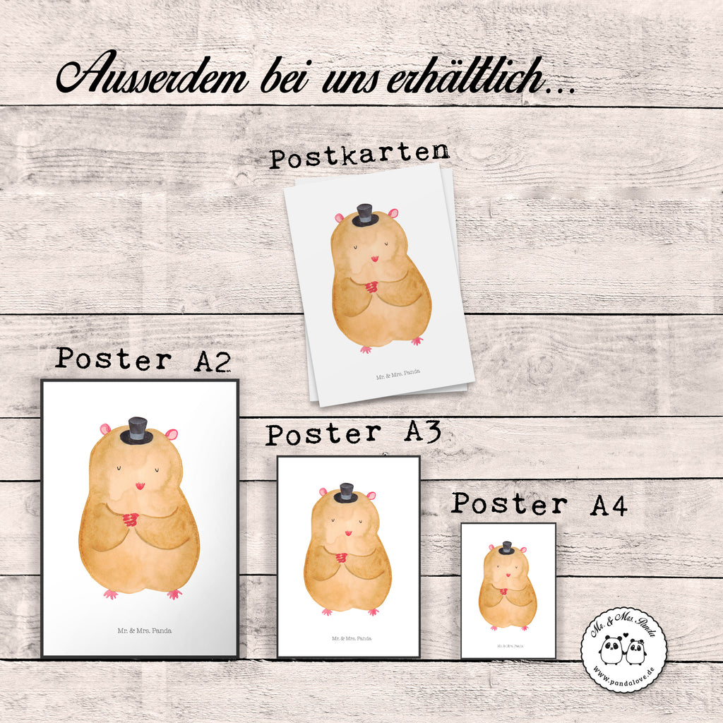 Poster Hamster Hut Poster, Wandposter, Bild, Wanddeko, Küchenposter, Kinderposter, Wanddeko Bild, Raumdekoration, Wanddekoration, Handgemaltes Poster, Mr. & Mrs. Panda Poster, Designposter, Kunstdruck, Posterdruck, Tiermotive, Gute Laune, lustige Sprüche, Tiere, Hamster, Hut, Magier, Zylinder, Zwerghamster, Zauberer