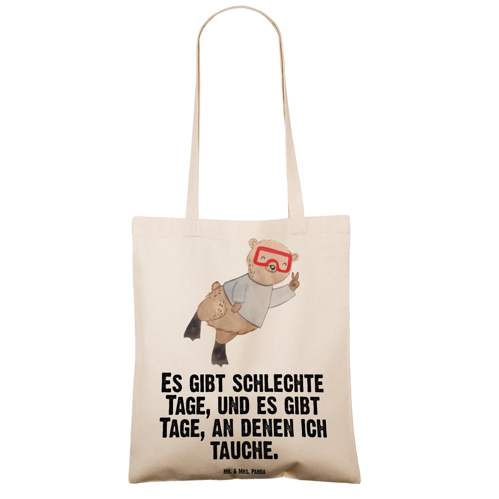 Tragetasche Bär Tauchen Beuteltasche, Beutel, Einkaufstasche, Jutebeutel, Stoffbeutel, Tasche, Shopper, Umhängetasche, Strandtasche, Schultertasche, Stofftasche, Tragetasche, Badetasche, Jutetasche, Einkaufstüte, Laptoptasche, Geschenk, Sport, Sportart, Hobby, Schenken, Danke, Dankeschön, Auszeichnung, Gewinn, Sportler, Tauchen, schnorcheln, Tauchgang, Tauchschule, Diving, Dive