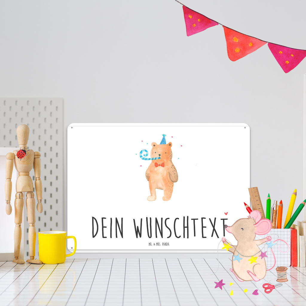 Personalisiertes Blechschild Bär Geburtstag Blechschild, Metallschild, Geschenk Schild, Schild, Magnet-Metall-Schild, Deko Schild, Wandschild, Wand-Dekoration, Türschild, Bär, Teddy, Teddybär, Happy Birthday, Alles Gute, Glückwunsch, Geburtstag