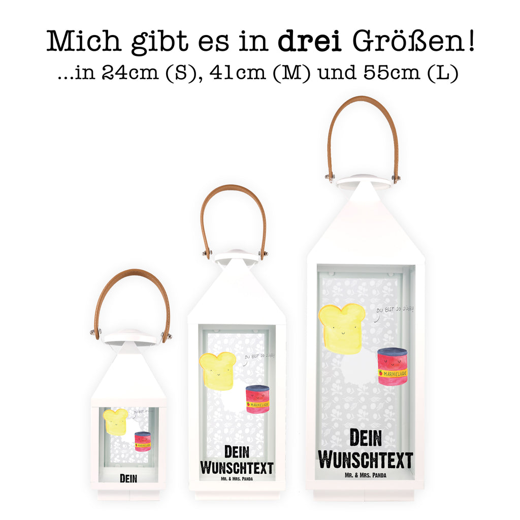 Personalisierte Deko Laterne Toast & Marmelade Gartenlampe, Gartenleuchte, Gartendekoration, Gartenlicht, Laterne kleine Laternen, XXL Laternen, Laterne groß, Tiermotive, Gute Laune, lustige Sprüche, Tiere, Toast, Marmelade, Dreamteam, süße Postkarte, süß, Küche Deko, Küche Spruch, Frühstück Einladung, Brot, Toastbrot