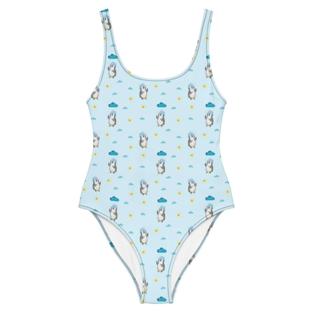 Badeanzug Pinguin Duschen Muster Badebekleidung, Bademode, Badeanzug, Swimsuit, Rückenfreier Badeanzug, Luxus-Bademode, Pinguin, Pinguine, Dusche, duschen, Lebensmotto, Motivation, Neustart, Neuanfang, glücklich sein