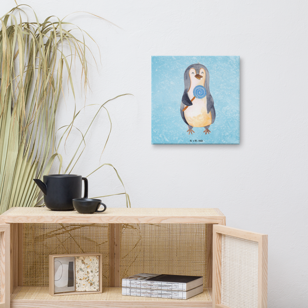 Leinwand Bild Pinguin Lolli Leinwand, Bild, Kunstdruck, Wanddeko, Dekoration, Pinguin, Pinguine, Lolli, Süßigkeiten, Blödsinn, Spruch, Rebell, Gauner, Ganove, Rabauke