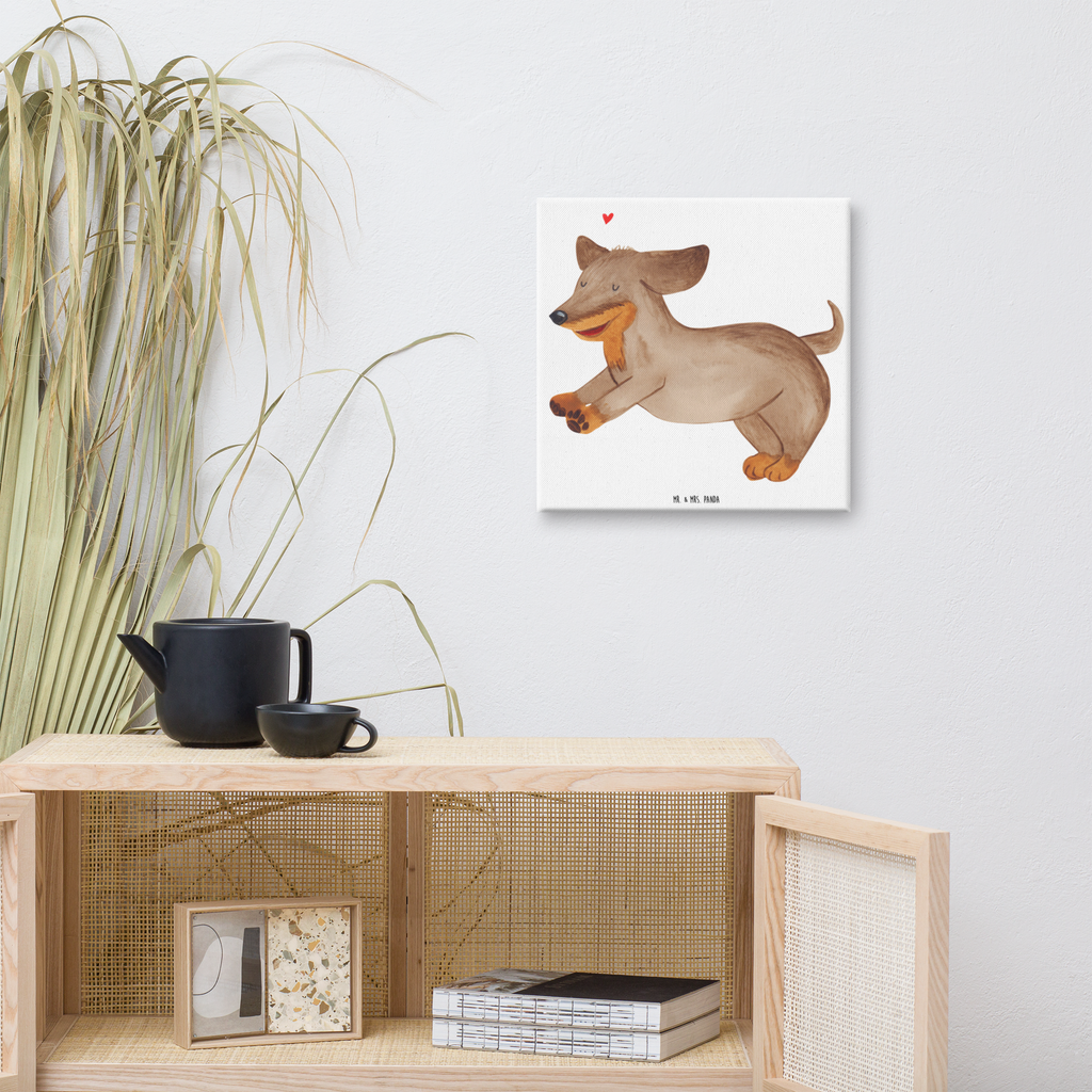 Leinwand Bild Hund Dackel Leinwand, Bild, Kunstdruck, Wanddeko, Dekoration, Hund, Hundemotiv, Haustier, Hunderasse, Tierliebhaber, Hundebesitzer, Sprüche, Hunde, Dackel, Dachshund, happy dog