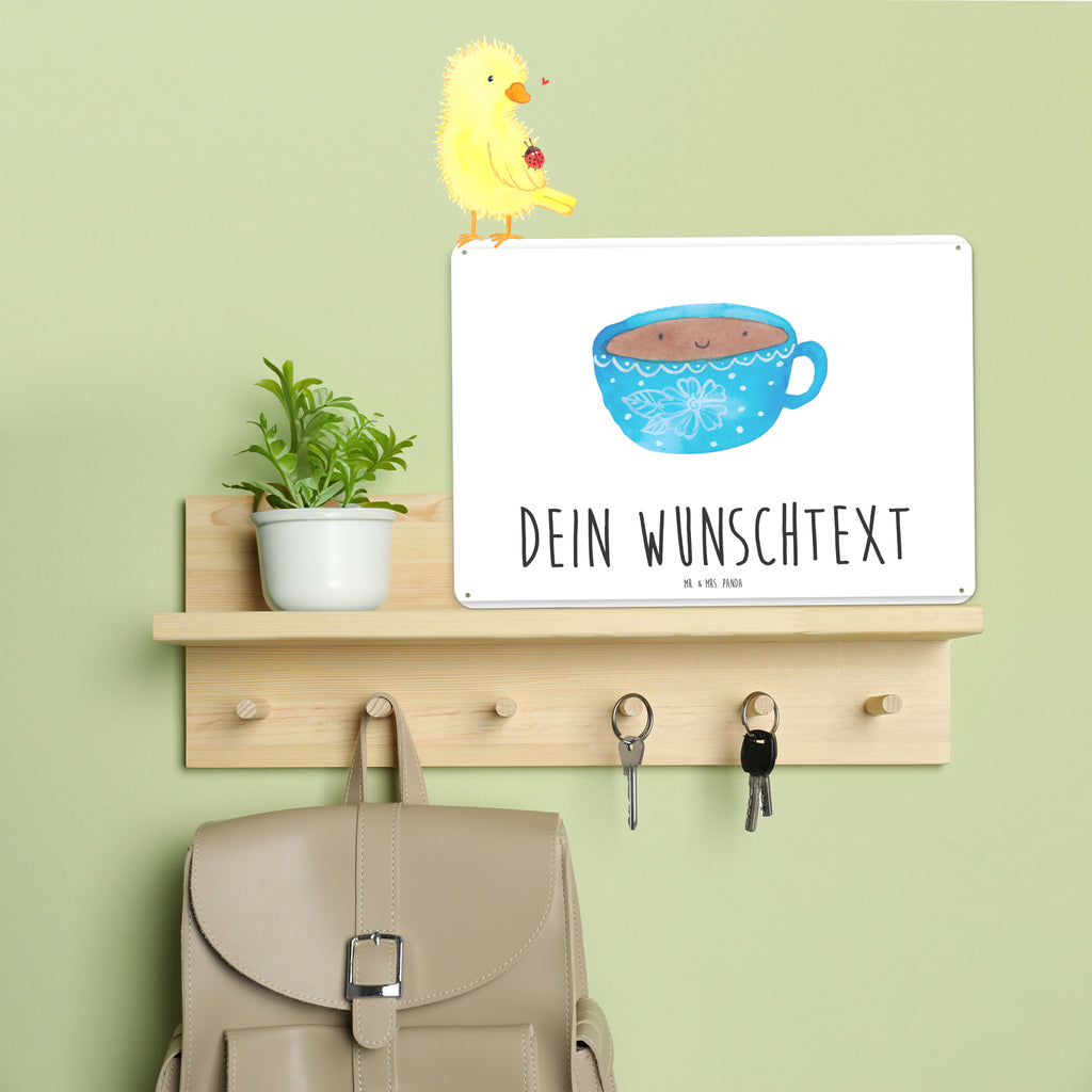 Personalisiertes Blechschild Kaffee Tasse Blechschild, Metallschild, Geschenk Schild, Schild, Magnet-Metall-Schild, Deko Schild, Wandschild, Wand-Dekoration, Türschild, Tiermotive, Gute Laune, lustige Sprüche, Tiere, Kaffee, Tasse, Liebe, Geschmack, Genuss, Glücklich