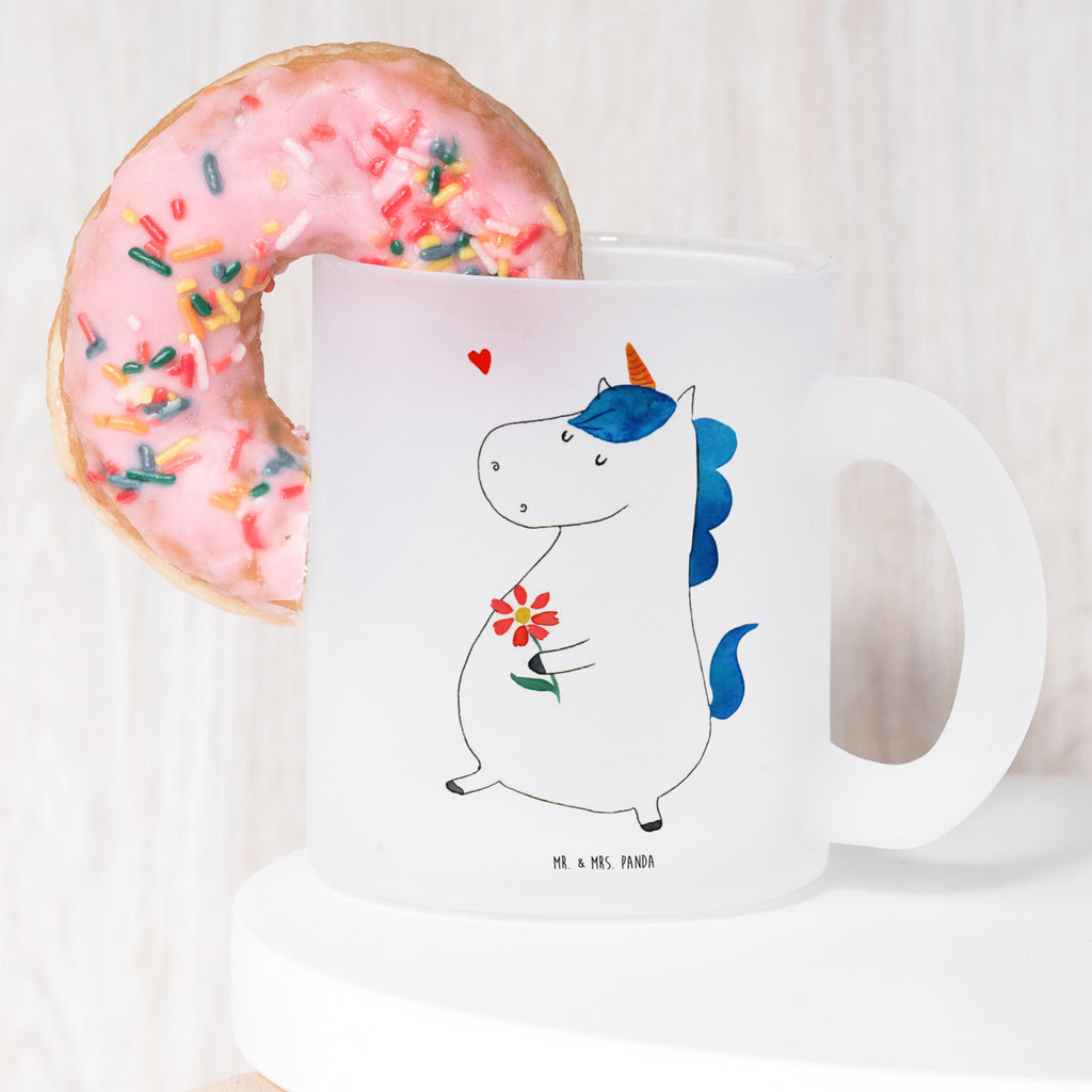 Teetasse Einhorn Spaziergang Teetasse, Teeglas, Teebecher, Tasse mit Henkel, Tasse, Glas Teetasse, Teetasse aus Glas, Einhorn, Einhörner, Einhorn Deko, Pegasus, Unicorn, Glitzer, Blumen, Spaziergang, Motivation, Gute Laune, Freude, Freundin, Mutter, Schwester