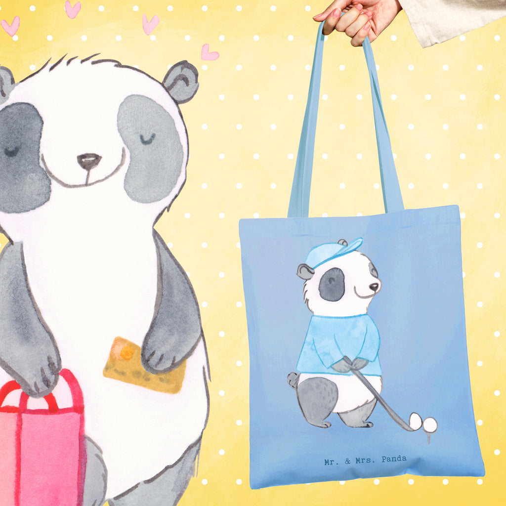 Tragetasche Panda Golfen Tage Beuteltasche, Beutel, Einkaufstasche, Jutebeutel, Stoffbeutel, Tasche, Shopper, Umhängetasche, Strandtasche, Schultertasche, Stofftasche, Tragetasche, Badetasche, Jutetasche, Einkaufstüte, Laptoptasche, Geschenk, Sport, Sportart, Hobby, Schenken, Danke, Dankeschön, Auszeichnung, Gewinn, Sportler, Golfen, Golf spielen, Golfplatz, Golfturnier, Golf Verein