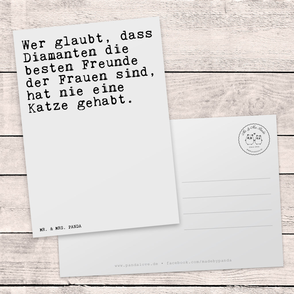 Postkarte Sprüche und Zitate Wer glaubt, dass Diamanten die besten Freunde der Frauen sind, hat nie eine Katze gehabt. Postkarte, Karte, Geschenkkarte, Grußkarte, Einladung, Ansichtskarte, Geburtstagskarte, Einladungskarte, Dankeskarte, Ansichtskarten, Einladung Geburtstag, Einladungskarten Geburtstag, Spruch, Sprüche, lustige Sprüche, Weisheiten, Zitate, Spruch Geschenke, Spruch Sprüche Weisheiten Zitate Lustig Weisheit Worte