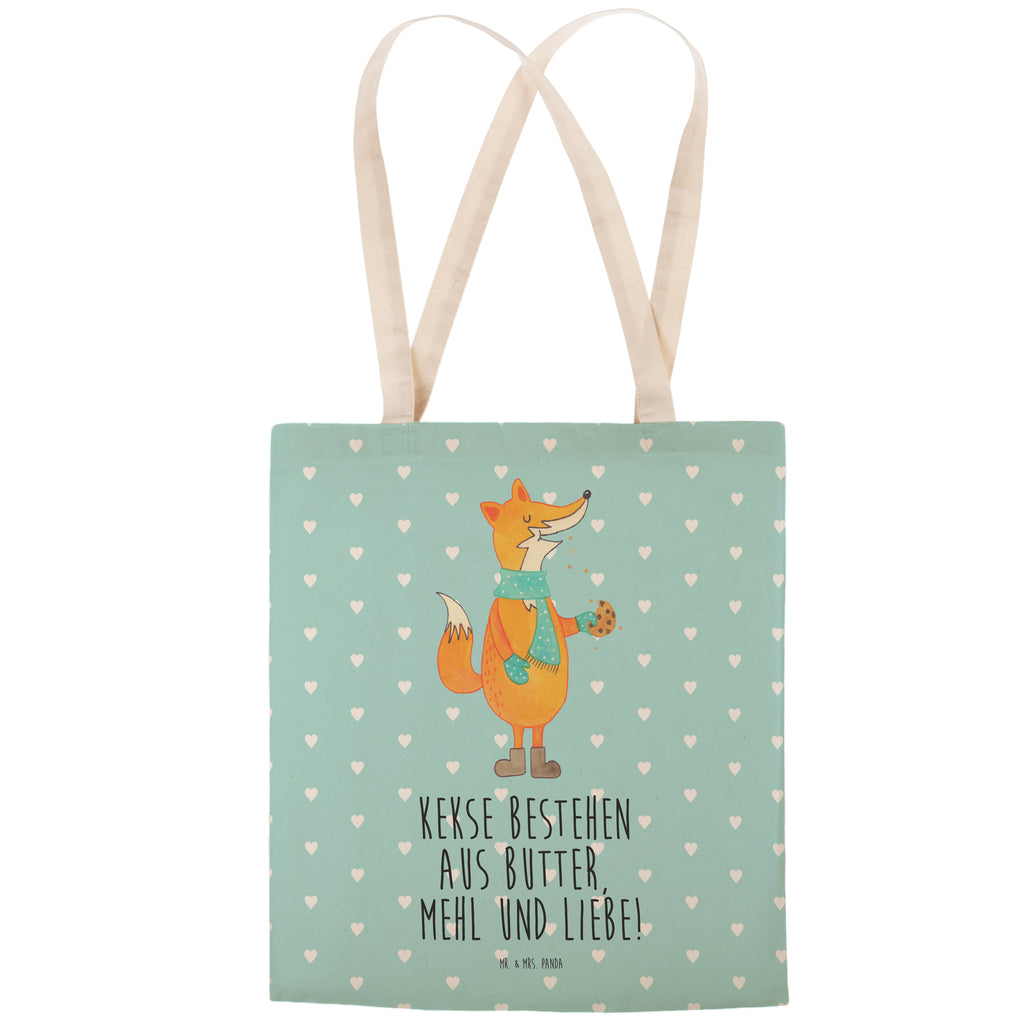 Einkaufstasche Fuchs Keks Tragetasche, Tasche, Beutel, Stofftasche, Baumwolltasche, Umhängetasche, Shopper, Einkaufstasche, Beuteltasche, Fuchs, Füchse, Backen Spruch, Kekse, Winter, Weihnachtszeit, Plätzchen, Liebe, Küche Deko