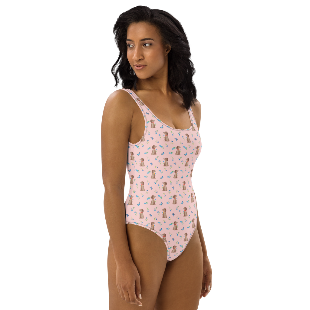 Badeanzug Hund Blume Muster Badebekleidung, Bademode, Badeanzug, Swimsuit, Rückenfreier Badeanzug, Luxus-Bademode, Hund, Hundemotiv, Haustier, Hunderasse, Tierliebhaber, Hundebesitzer, Sprüche, Hunde, Frauchen, Hundeliebe