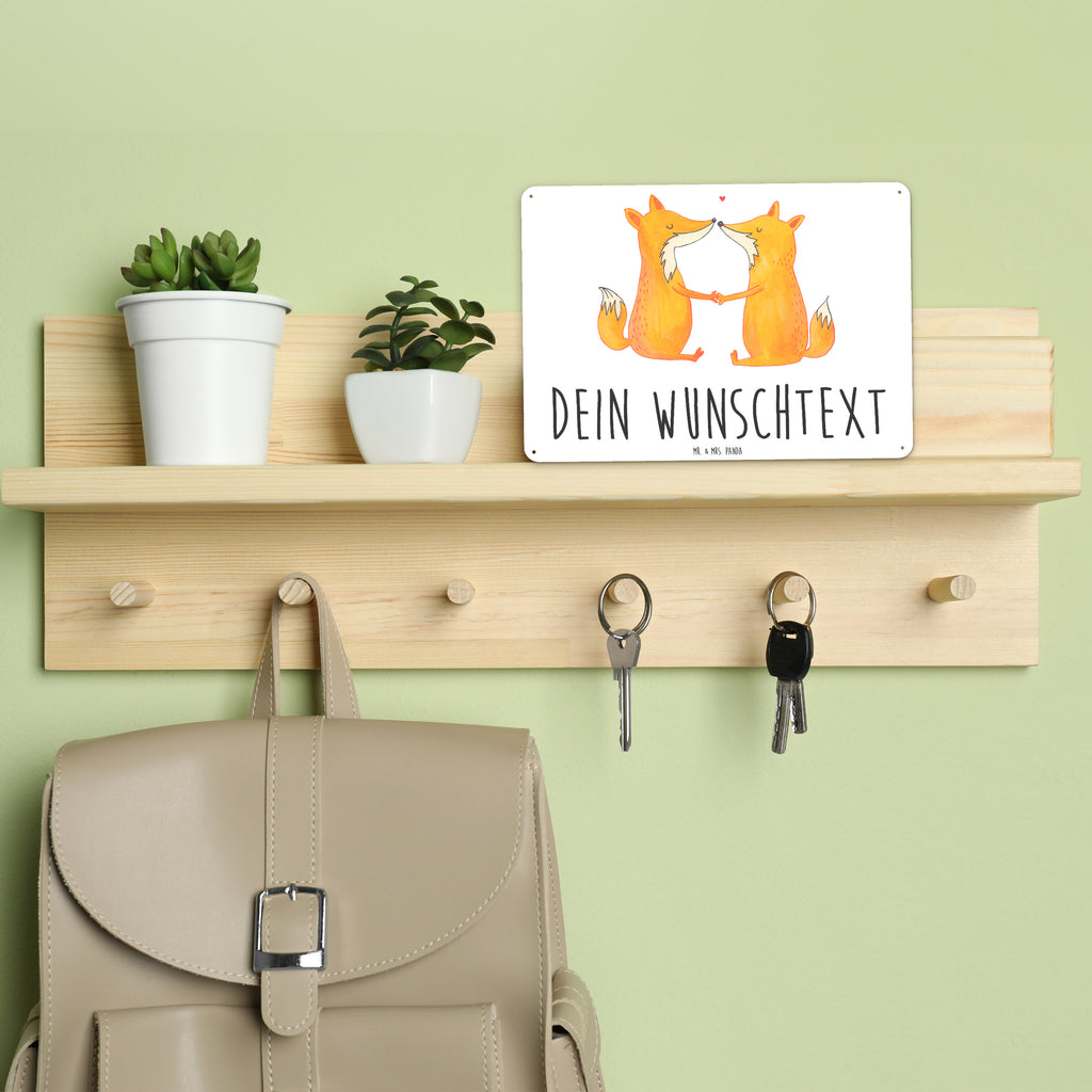 Personalisiertes Blechschild Füchse Liebe Blechschild, Metallschild, Geschenk Schild, Schild, Magnet-Metall-Schild, Deko Schild, Wandschild, Wand-Dekoration, Türschild, Fuchs, Füchse, Fox, Liebe, Liebespaar, Paar, Partner, Freundin, Freund, Ehe, Verlobte, Ehemann, Ehefrau, Liebesbeweis