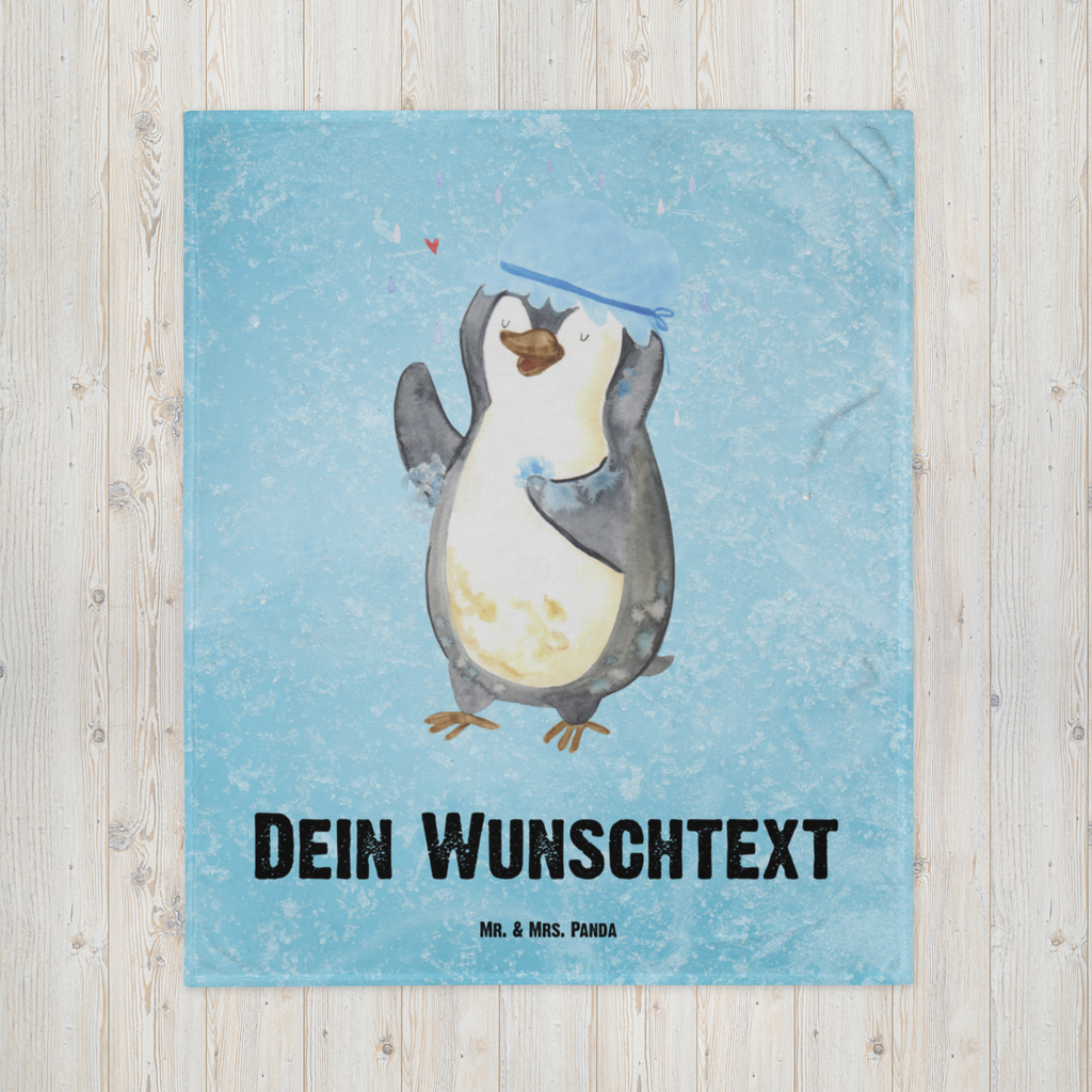 Personalisierte Decke Pinguin duscht Personalisierte Decke, Decke mit Namen, Kuscheldecke mit Namen, Decke bedrucken, Kuscheldecke bedrucken, Pinguin, Pinguine, Dusche, duschen, Lebensmotto, Motivation, Neustart, Neuanfang, glücklich sein