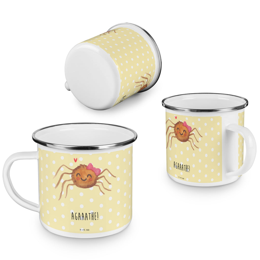 Camping Emaille Tasse Spinne Agathe Freude Campingtasse, Trinkbecher, Metalltasse, Outdoor Tasse, Emaille Trinkbecher, Blechtasse Outdoor, Emaille Campingbecher, Edelstahl Trinkbecher, Metalltasse für Camping, Kaffee Blechtasse, Camping Tasse Metall, Spinne Agathe, Spinne, Agathe, Videos, Merchandise, Viral, Viraler Hit, Trend, Beliebte Spinne