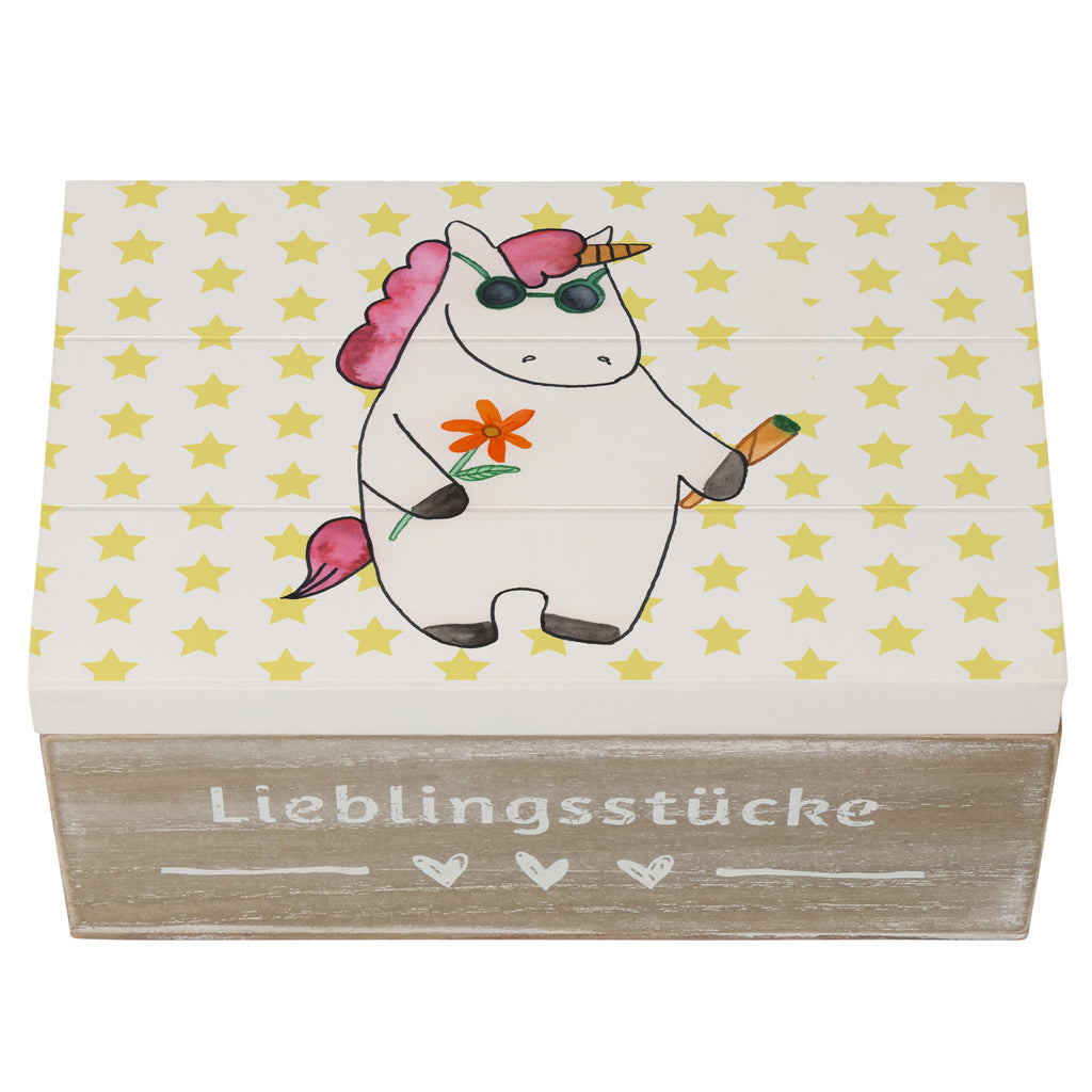 Holzkiste Einhorn Woodstock Holzkiste, Kiste, Schatzkiste, Truhe, Schatulle, XXL, Erinnerungsbox, Erinnerungskiste, Dekokiste, Aufbewahrungsbox, Geschenkbox, Geschenkdose, Einhorn, Einhörner, Einhorn Deko, Pegasus, Unicorn, Kiffen, Joint, Zigarette, Alkohol, Party, Spaß. lustig, witzig, Woodstock