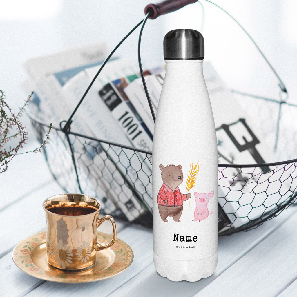 Personalisierte Thermosflasche Landwirt mit Herz Personalisierte Isolierflasche, Personalisierte Thermoflasche, Personalisierte Trinkflasche, Trinkflasche Mit Namen, Wunschname, Bedrucken, Namensflasche, Beruf, Ausbildung, Jubiläum, Abschied, Rente, Kollege, Kollegin, Geschenk, Schenken, Arbeitskollege, Mitarbeiter, Firma, Danke, Dankeschön, Landwirt; Bauer, Tierwirt, Agronom, Farmer, Bauernhof