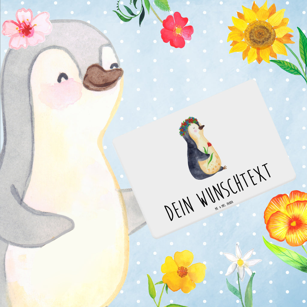 Personalisiertes Tischset Pinguin Blumenkranz Personalisiertes Tischet, Personalisierter Tischuntersetzer, Personalisiertes Platzset, Pinguin, Pinguine, Blumenkranz, Universum, Leben, Wünsche, Ziele, Lebensziele, Motivation, Lebenslust, Liebeskummer, Geschenkidee