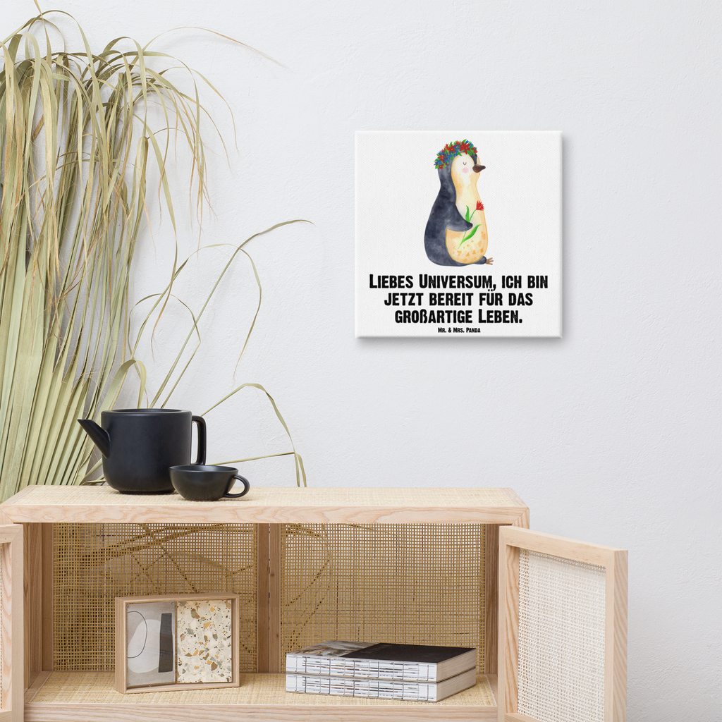 Leinwand Bild Pinguin Blumenkranz Leinwand, Bild, Kunstdruck, Wanddeko, Dekoration, Pinguin, Pinguine, Blumenkranz, Universum, Leben, Wünsche, Ziele, Lebensziele, Motivation, Lebenslust, Liebeskummer, Geschenkidee