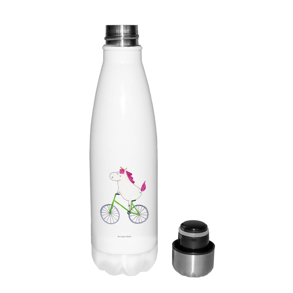 Thermosflasche Einhorn Radfahrer Isolierflasche, Thermoflasche, Trinkflasche, Thermos, Edelstahl, Einhorn, Einhörner, Einhorn Deko, Pegasus, Unicorn, Radfahren, Radfahrer, Rad, Bike, Feenstaub, Konfetti, Luxusproblem, Kummer, Liebeskummer